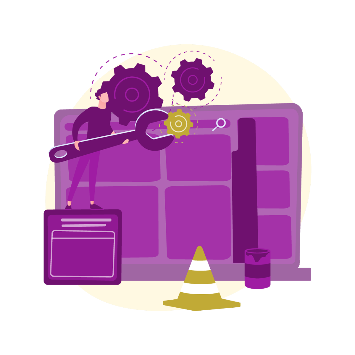 Il·lustració on apareix un noi i diferents elements que recorden a les diferents formacions.